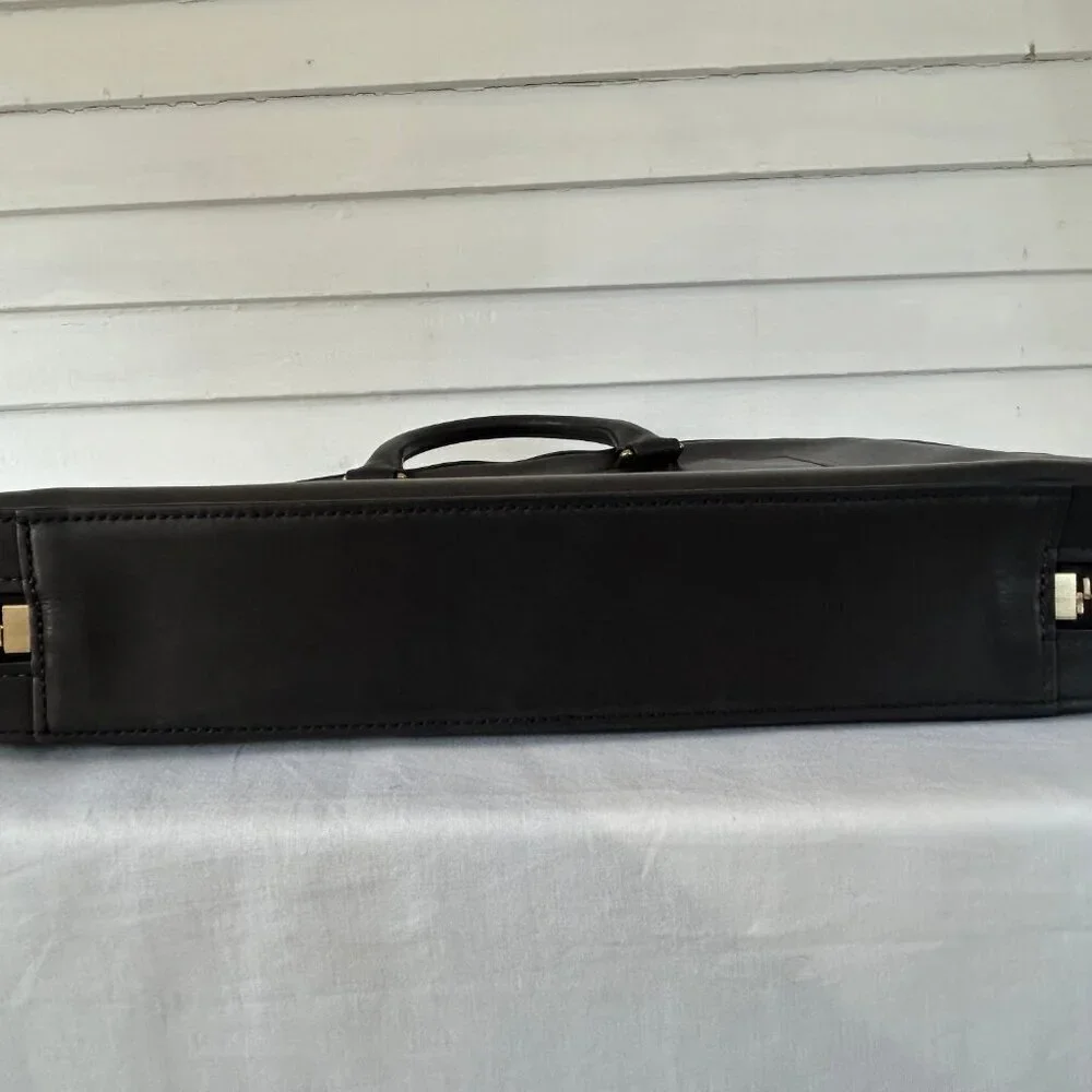 Vintage J.W. Hulme Leather Briefcase Organizer Bag Black Leather Bag Dual Handle